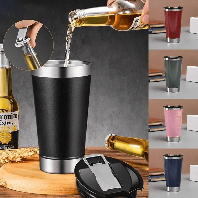 Copo Térmico 473ml com Abridor Inox Bebidas Quentes e Geladas
