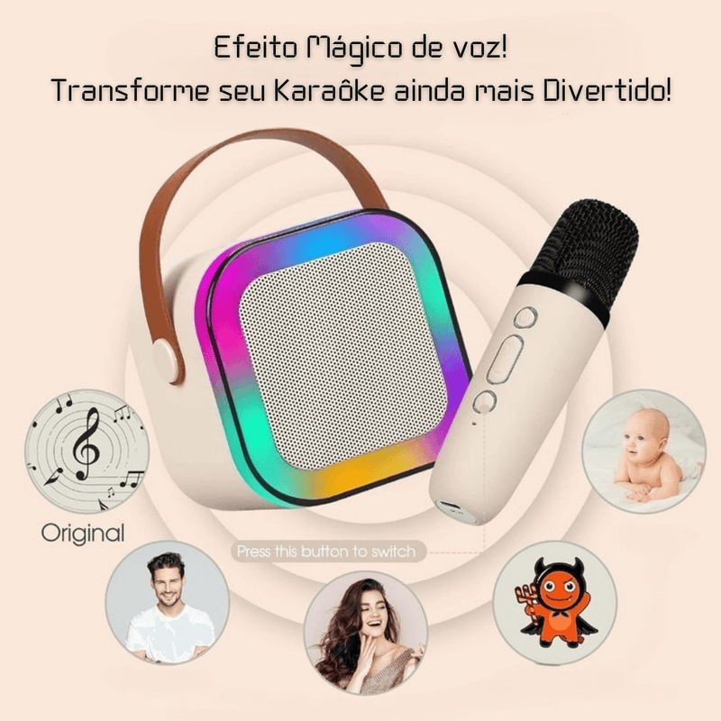 Mini caixa de som Karaokê alto-falante portátil com 1-2 microfone sem fio