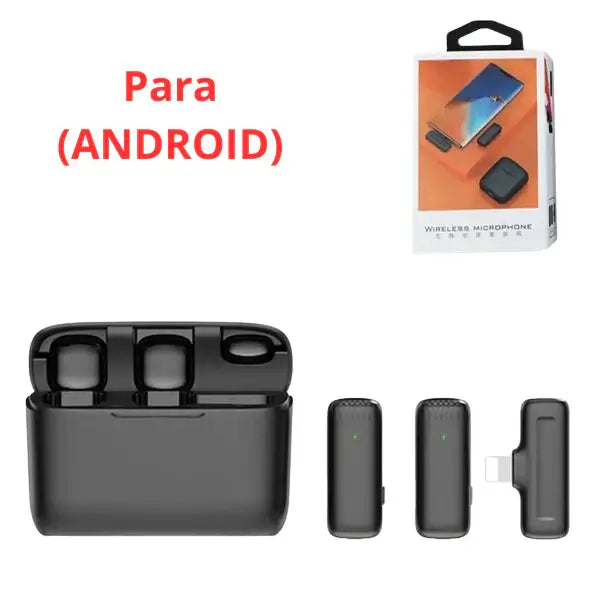 Microfone de lapela J13 sem fio com estojo carregador portátil receptor de áudio e vídeo APPLE/ANDROID