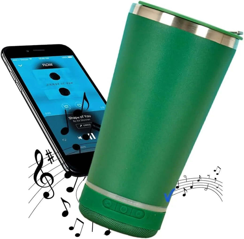 Copo Térmico em Aço Inox com Caixa de Som Bluetooth (tipo Stanley)