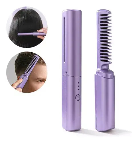 2 em 1 Alisador e Modelador sem fio profissional pente rápido aquecimento íon negativo - Stylus Pro