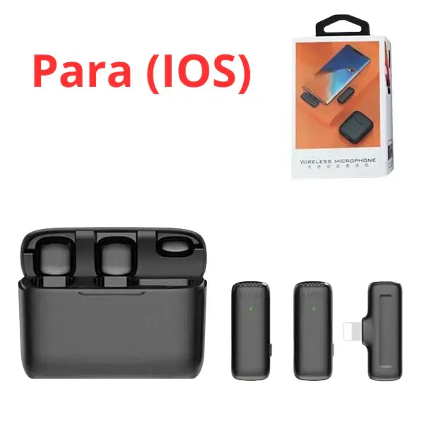Microfone de lapela J13 sem fio com estojo carregador portátil receptor de áudio e vídeo APPLE/ANDROID