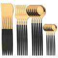 Conjunto de talher luxo ouro com 24 peças Facas, garfos, colheres, talheres. Elegância à Mesa