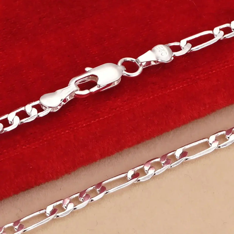 Prata 925 corrente + pulseira  conjunto esterlina 4mm