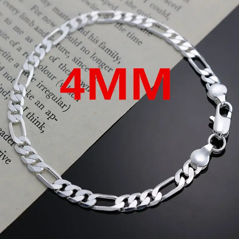 Prata 925 corrente + pulseira  conjunto esterlina 4mm