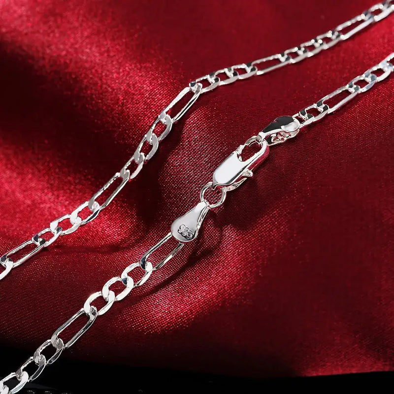 Prata 925 corrente + pulseira  conjunto esterlina 4mm