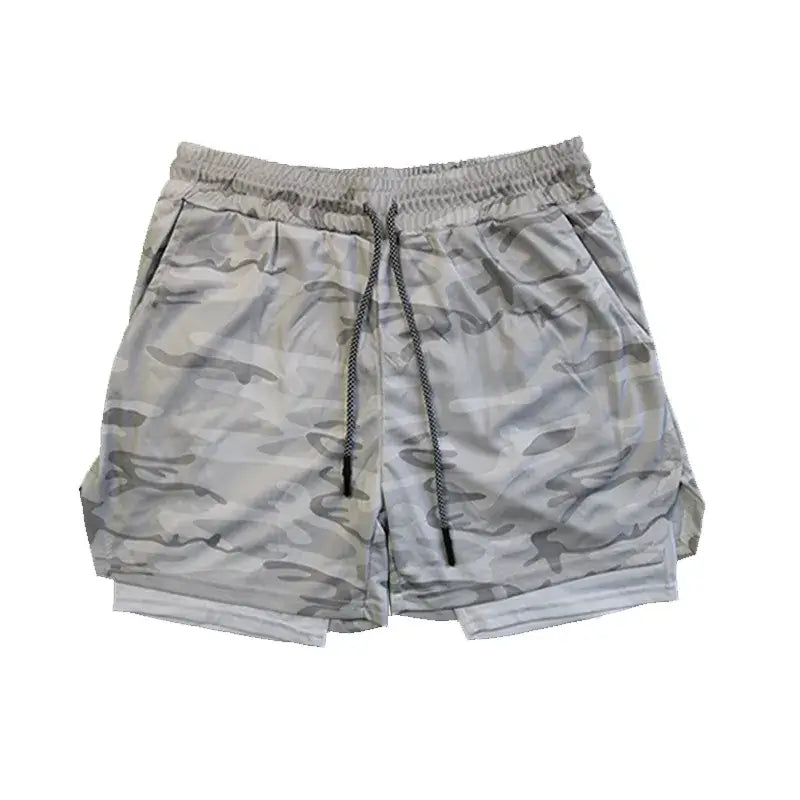 Shorts fitness Performance - Camada dupla com forro de malha cintura elástica com cordão