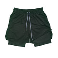 Shorts fitness Performance - Camada dupla com forro de malha cintura elástica com cordão