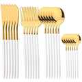 Conjunto de talher luxo ouro com 24 peças Facas, garfos, colheres, talheres. Elegância à Mesa