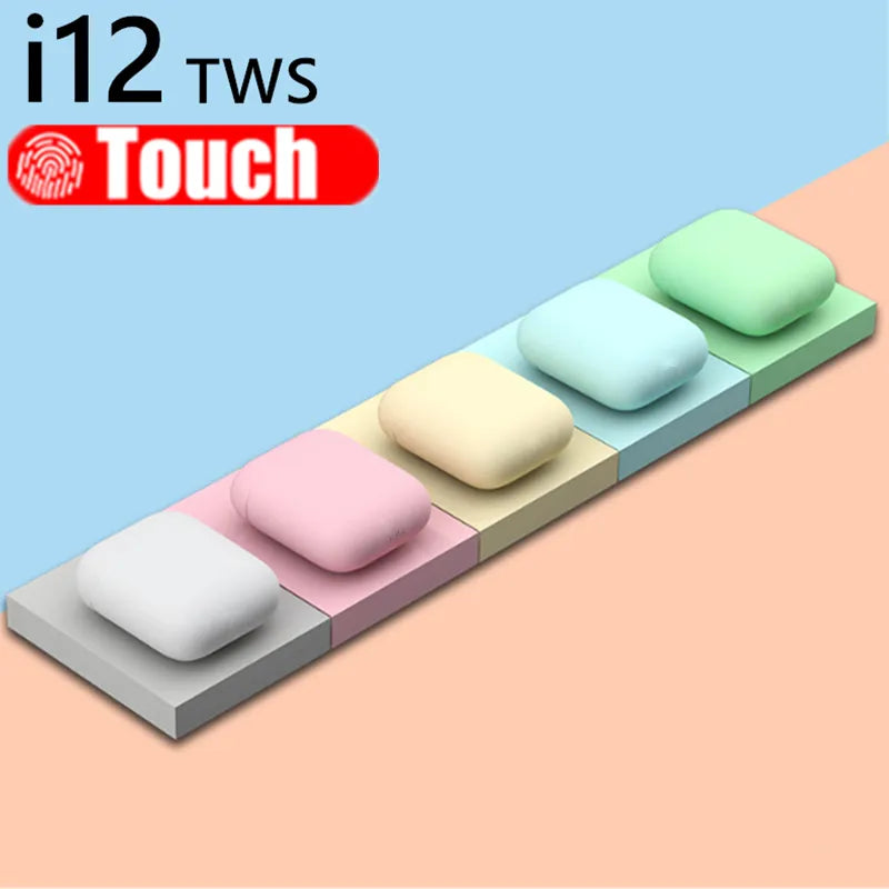 Fone de ouvido Macaron I12 tws sem fio bluetooth 5.0
