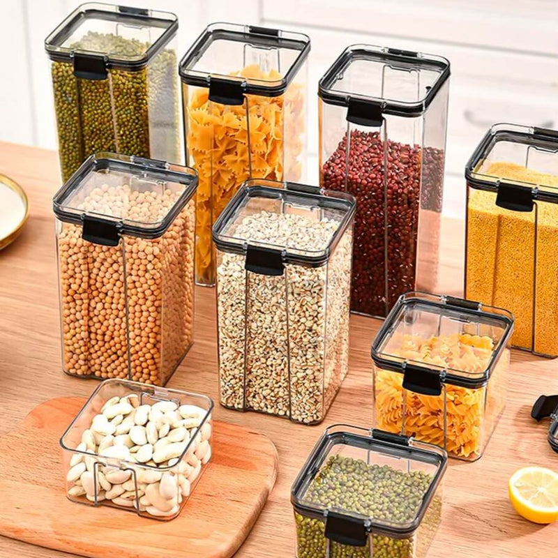 Conjunto de Potes Acrílico Herméticos com Tampa Armazenamento de alimentos organizador de cozinha 5 peças
