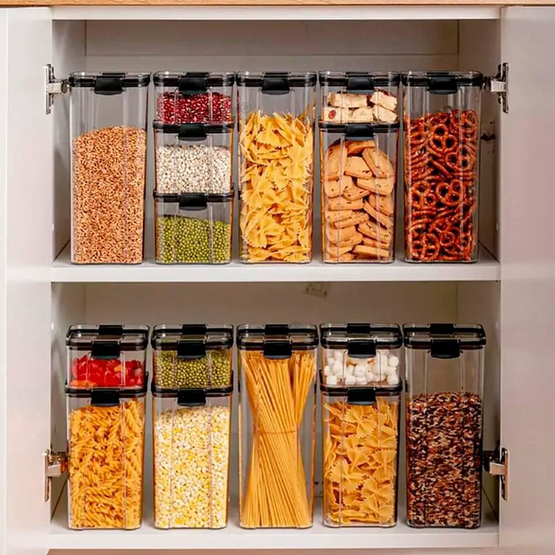 Conjunto de Potes Acrílico Herméticos com Tampa Armazenamento de alimentos organizador de cozinha 5 peças