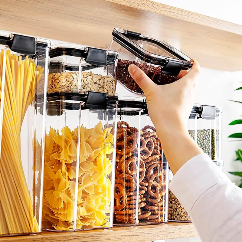 Conjunto de Potes Acrílico Herméticos com Tampa Armazenamento de alimentos organizador de cozinha 5 peças
