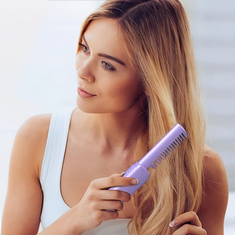 2 em 1 Alisador e Modelador sem fio profissional pente rápido aquecimento íon negativo - Stylus Pro